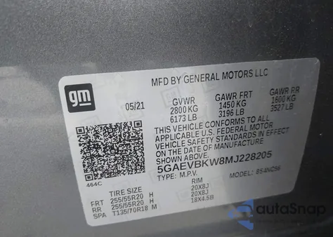 2021 Buick Enclave Awd Premium from USA, damaged, VIN 5GAEVBKW8MJ228205